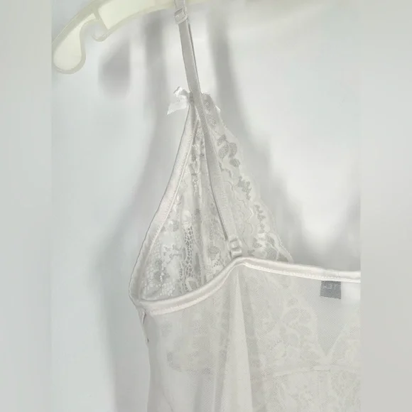 2FOR$30 Coquette Brand White Mesh Sheer Lacey Babydoll Lingerie - Picture 8 of 8